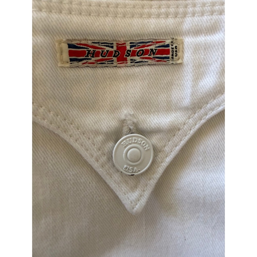Hudson Beth Baby Bootcut Jeans White Flap Pocket Low Rise Size 28 Made in USA
